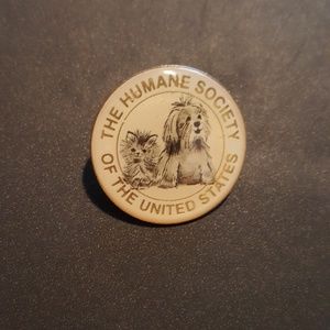 Vintage Humane Society lapel pin, puppy and kitten